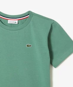 Lacoste Mädchenkleidung>Jungen-Rundhals-Shirt Aus Baumwolljersey Khaki Grun Kx5