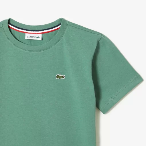 Lacoste Mädchenkleidung>Jungen-Rundhals-Shirt Aus Baumwolljersey Khaki Grun Kx5