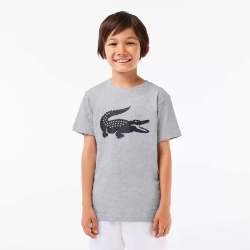 Lacoste Jungenkleidung>Jungen-Shirt Aus Funktionsstoff Mit Krokodilaufdruck Sport Tennis Heidekraut Grau / Navy Blau Mnc