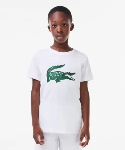 Lacoste Jungenkleidung>Jungen-Shirt Aus Funktionsstoff Mit Krokodilaufdruck Sport Tennis Weis / Grun 737