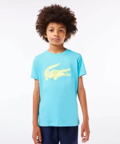 Lacoste Jungenkleidung>Jungen-Shirt Aus Funktionsstoff Mit Krokodilaufdruck Sport Tennis Blau / Neongelb Nwi