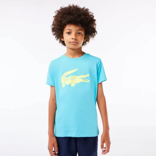 Lacoste Jungenkleidung>Jungen-Shirt Aus Funktionsstoff Mit Krokodilaufdruck Sport Tennis Blau / Neongelb Nwi