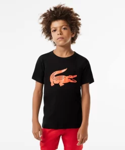 Lacoste Jungenkleidung>Jungen-Shirt Aus Funktionsstoff Mit Krokodilaufdruck Sport Tennis Schwarz / Orange Qxi