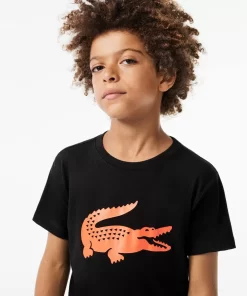 Lacoste Jungenkleidung>Jungen-Shirt Aus Funktionsstoff Mit Krokodilaufdruck Sport Tennis Schwarz / Orange Qxi