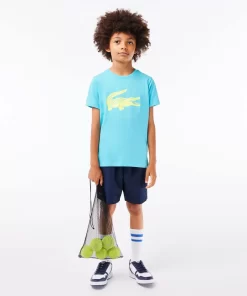 Lacoste Jungenkleidung>Jungen-Shirt Aus Funktionsstoff Mit Krokodilaufdruck Sport Tennis Blau / Neongelb Nwi