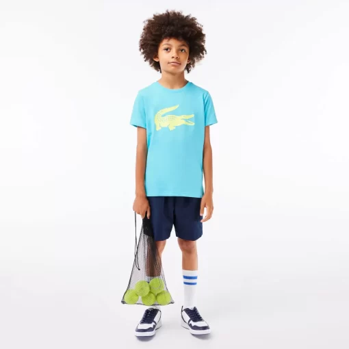 Lacoste Jungenkleidung>Jungen-Shirt Aus Funktionsstoff Mit Krokodilaufdruck Sport Tennis Blau / Neongelb Nwi