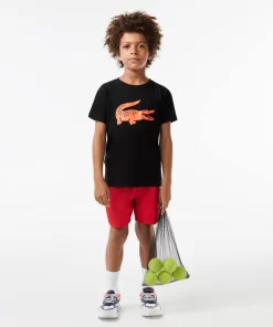 Lacoste Jungenkleidung>Jungen-Shirt Aus Funktionsstoff Mit Krokodilaufdruck Sport Tennis Schwarz / Orange Qxi