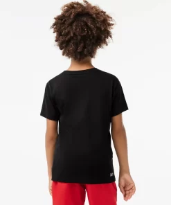 Lacoste Jungenkleidung>Jungen-Shirt Aus Funktionsstoff Mit Krokodilaufdruck Sport Tennis Schwarz / Orange Qxi