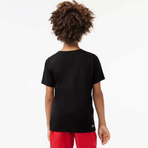 Lacoste Jungenkleidung>Jungen-Shirt Aus Funktionsstoff Mit Krokodilaufdruck Sport Tennis Schwarz / Orange Qxi