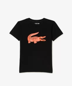 Lacoste Jungenkleidung>Jungen-Shirt Aus Funktionsstoff Mit Krokodilaufdruck Sport Tennis Schwarz / Orange Qxi