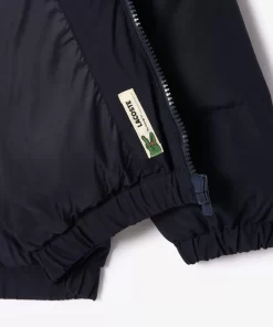 Lacoste Mädchenkleidung>Kapuzen-Pufferjacke Mit Kontraststreifen Navy Blau / Weis Kg2