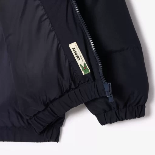 Lacoste Mädchenkleidung>Kapuzen-Pufferjacke Mit Kontraststreifen Navy Blau / Weis Kg2