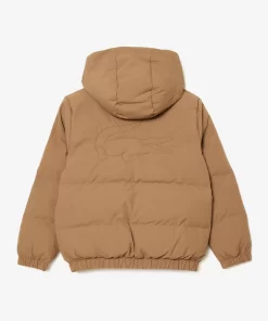 Lacoste Mädchenkleidung>Kapuzen-Pufferjacke Mit Krokodil Hinten Braun Six