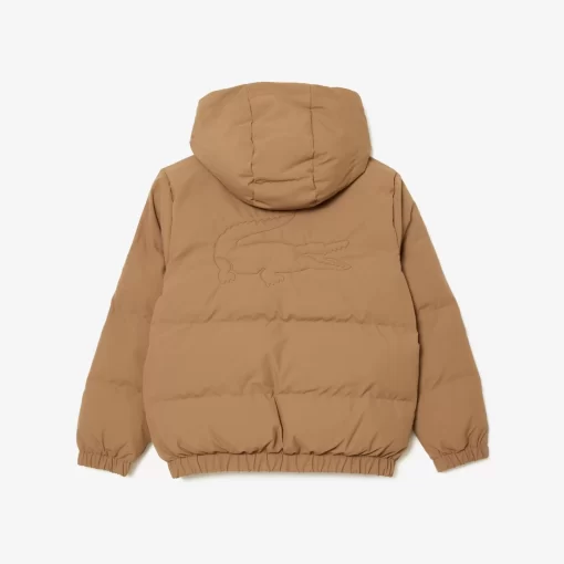 Lacoste Mädchenkleidung>Kapuzen-Pufferjacke Mit Krokodil Hinten Braun Six