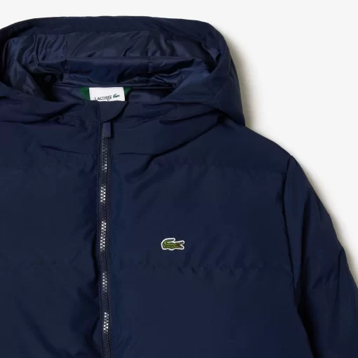 Lacoste Mädchenkleidung>Kapuzen-Pufferjacke Mit Krokodil Hinten Navy Blau 166