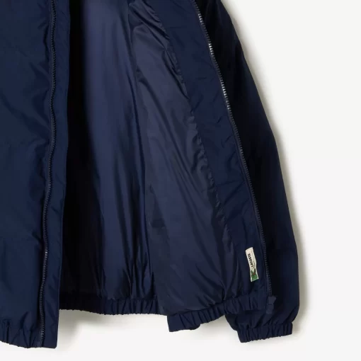 Lacoste Mädchenkleidung>Kapuzen-Pufferjacke Mit Krokodil Hinten Navy Blau 166