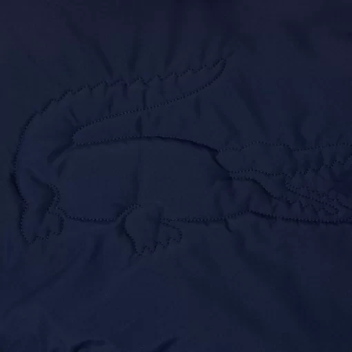 Lacoste Mädchenkleidung>Kapuzen-Pufferjacke Mit Krokodil Hinten Navy Blau 166