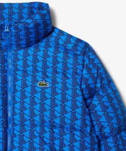 Lacoste Jacken & Mäntel>Kapuzen-Pufferjacke Mit Monogramm-Aufdruck Mit Puffer-Croc Hinten. Blau / Burgunder Nji