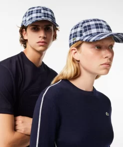 Lacoste Caps & Hüte>Karierte Kappe Aus Bio-Baumwolle Navy Blau / Weis Qli