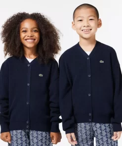 Lacoste Mädchenkleidung>Kinder Cardigan Mit Kontrast-Schriftzug Navy Blau 166