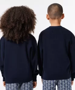 Lacoste Mädchenkleidung>Kinder Cardigan Mit Kontrast-Schriftzug Navy Blau 166