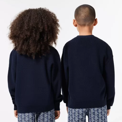 Lacoste Mädchenkleidung>Kinder Cardigan Mit Kontrast-Schriftzug Navy Blau 166