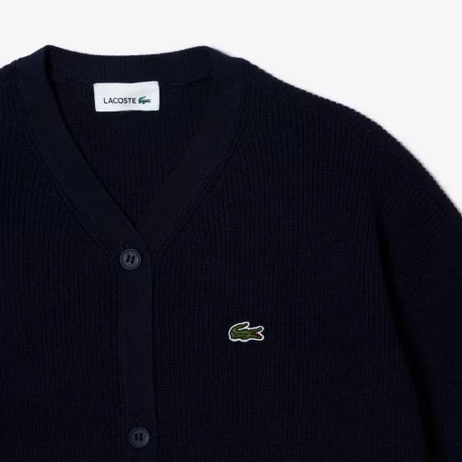 Lacoste Mädchenkleidung>Kinder Cardigan Mit Kontrast-Schriftzug Navy Blau 166