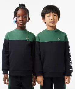 Lacoste Jungenkleidung>Kinder Colorblock-Sweatshirt Aus Bio-Baumwoll-Fleece Dunkelgrun / Navy Blau Kzi