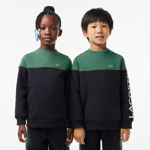 Lacoste Jungenkleidung>Kinder Colorblock-Sweatshirt Aus Bio-Baumwoll-Fleece Dunkelgrun / Navy Blau Kzi