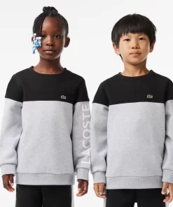 Lacoste Jungenkleidung>Kinder Colorblock-Sweatshirt Aus Bio-Baumwoll-Fleece Schwarz / Heidekraut Grau Snp