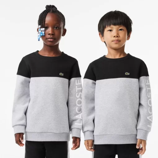 Lacoste Jungenkleidung>Kinder Colorblock-Sweatshirt Aus Bio-Baumwoll-Fleece Schwarz / Heidekraut Grau Snp