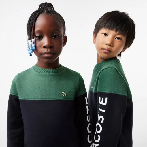 Lacoste Jungenkleidung>Kinder Colorblock-Sweatshirt Aus Bio-Baumwoll-Fleece Dunkelgrun / Navy Blau Kzi