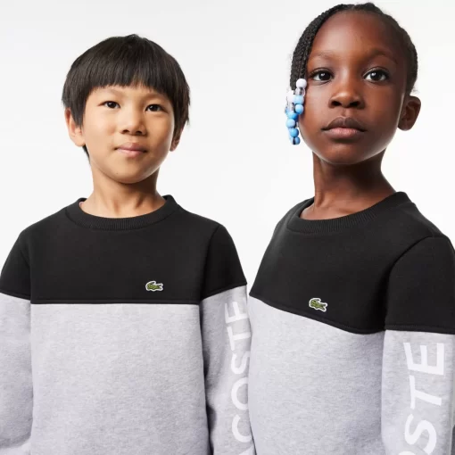 Lacoste Jungenkleidung>Kinder Colorblock-Sweatshirt Aus Bio-Baumwoll-Fleece Schwarz / Heidekraut Grau Snp