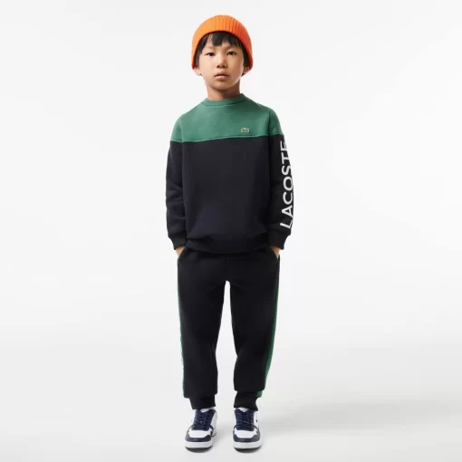 Lacoste Jungenkleidung>Kinder Colorblock-Sweatshirt Aus Bio-Baumwoll-Fleece Dunkelgrun / Navy Blau Kzi