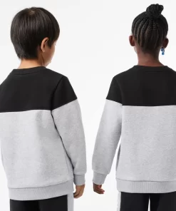 Lacoste Jungenkleidung>Kinder Colorblock-Sweatshirt Aus Bio-Baumwoll-Fleece Schwarz / Heidekraut Grau Snp