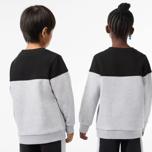 Lacoste Jungenkleidung>Kinder Colorblock-Sweatshirt Aus Bio-Baumwoll-Fleece Schwarz / Heidekraut Grau Snp