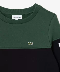 Lacoste Jungenkleidung>Kinder Colorblock-Sweatshirt Aus Bio-Baumwoll-Fleece Dunkelgrun / Navy Blau Kzi