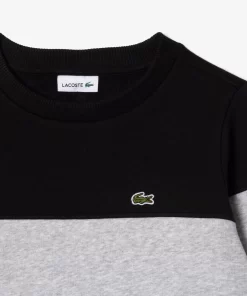 Lacoste Jungenkleidung>Kinder Colorblock-Sweatshirt Aus Bio-Baumwoll-Fleece Schwarz / Heidekraut Grau Snp