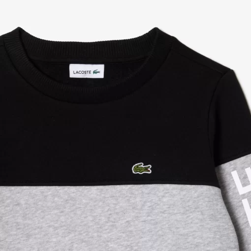 Lacoste Jungenkleidung>Kinder Colorblock-Sweatshirt Aus Bio-Baumwoll-Fleece Schwarz / Heidekraut Grau Snp