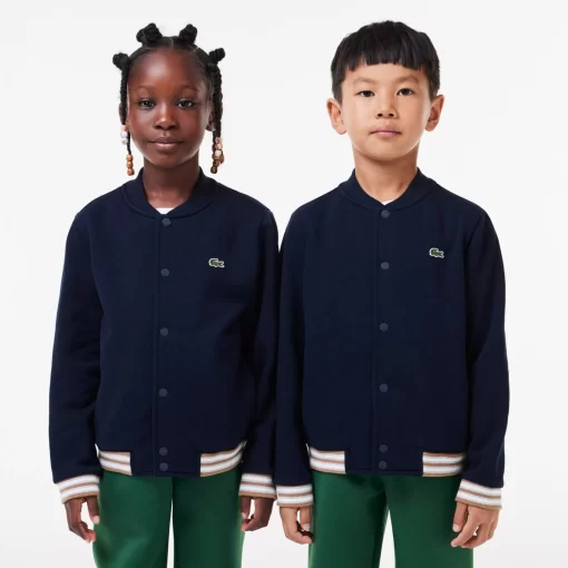 Lacoste Jungenkleidung>Kinder Hoodie Aus Bio-Baumwoll-Flanell Navy Blau / Weis Qrn