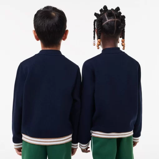 Lacoste Jungenkleidung>Kinder Hoodie Aus Bio-Baumwoll-Flanell Navy Blau / Weis Qrn