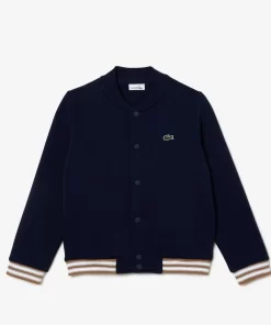 Lacoste Jungenkleidung>Kinder Hoodie Aus Bio-Baumwoll-Flanell Navy Blau / Weis Qrn