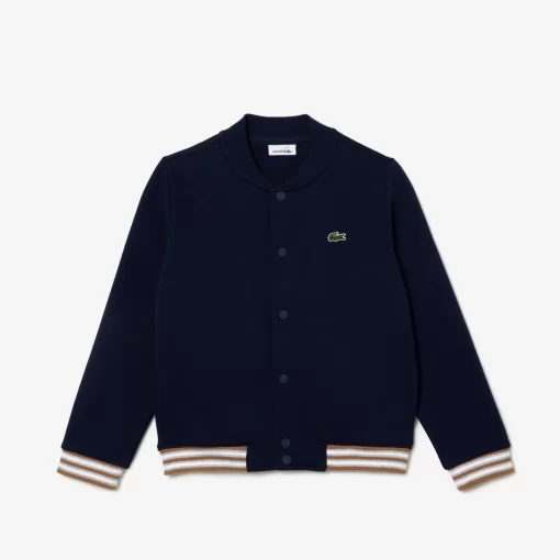 Lacoste Jungenkleidung>Kinder Hoodie Aus Bio-Baumwoll-Flanell Navy Blau / Weis Qrn