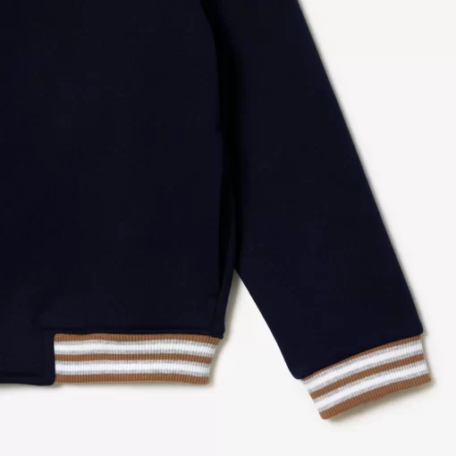 Lacoste Jungenkleidung>Kinder Hoodie Aus Bio-Baumwoll-Flanell Navy Blau / Weis Qrn