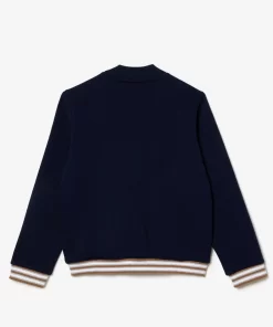 Lacoste Jungenkleidung>Kinder Hoodie Aus Bio-Baumwoll-Flanell Navy Blau / Weis Qrn