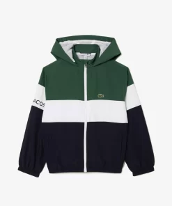 Lacoste Jungenkleidung>Kinder Jacke Aus Recyceltem Polyamid Dunkelgrun / Weis / Navy Blau Kid