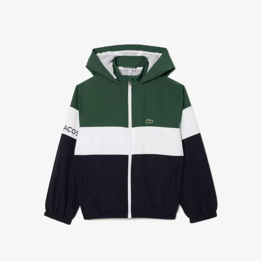 Lacoste Jungenkleidung>Kinder Jacke Aus Recyceltem Polyamid Dunkelgrun / Weis / Navy Blau Kid