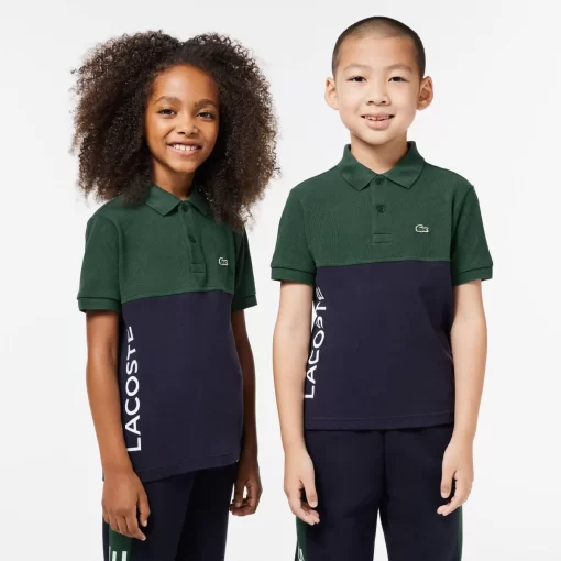 Lacoste Jungenkleidung>Kinder Poloshirt Aus Bio-Baumwoll-Pique Mit Colourblock Dunkelgrun / Navy Blau Kzi