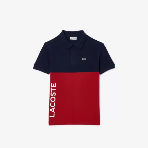 Lacoste Mädchenkleidung>Kinder Poloshirt Aus Bio-Baumwoll-Pique Mit Colourblock Navy Blau / Burgunder Isv