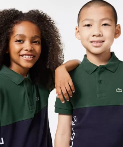 Lacoste Jungenkleidung>Kinder Poloshirt Aus Bio-Baumwoll-Pique Mit Colourblock Dunkelgrun / Navy Blau Kzi